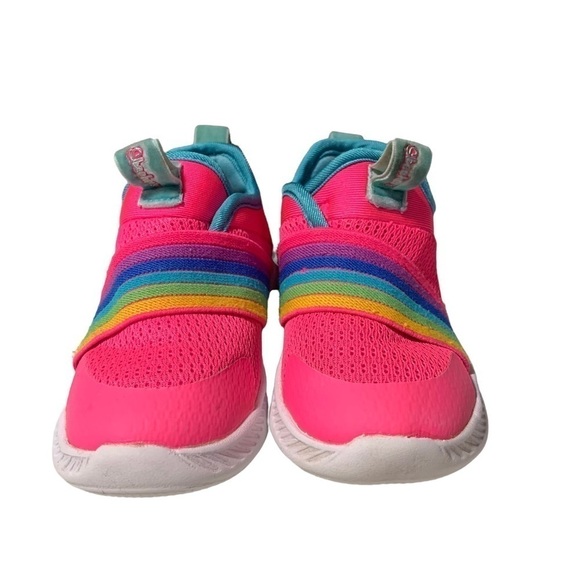 Skechers comfy Flex 2.0 Rainbow Delight Slip on Girls Sneakers size 7 Pink - Picture 2 of 9